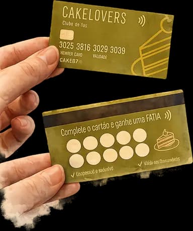 Cartão fidelidade Cakelovers dourado com carimbos